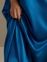 [Teal] SilkSilky-UK 3/4 Sleeve Round Neck Dress 003