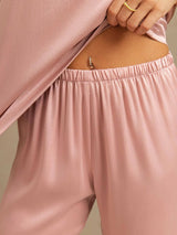 [Peach Skin] SilkSilky-UK 19Momme Machine-Washable Silk Short Sleeve Women's Pyjamas 005