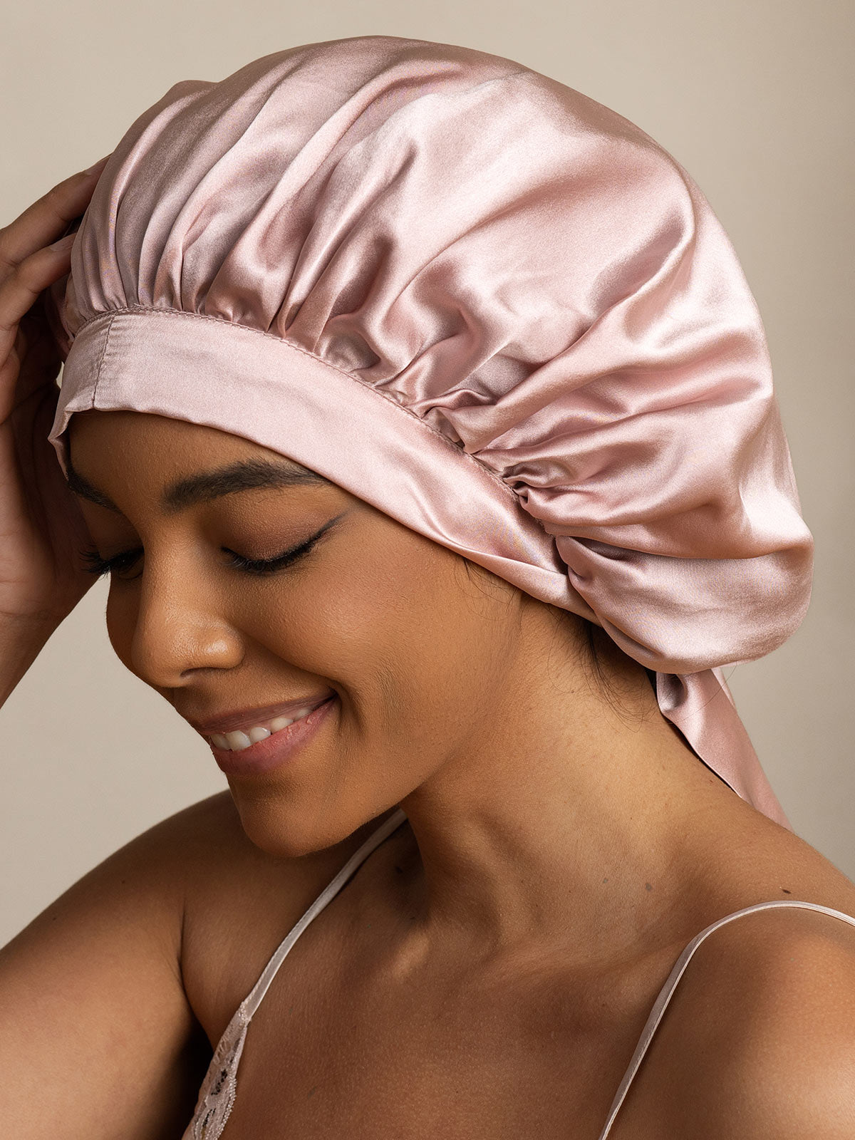 SilkSilky-UK Pure Silk Sleep Cap Pink 004