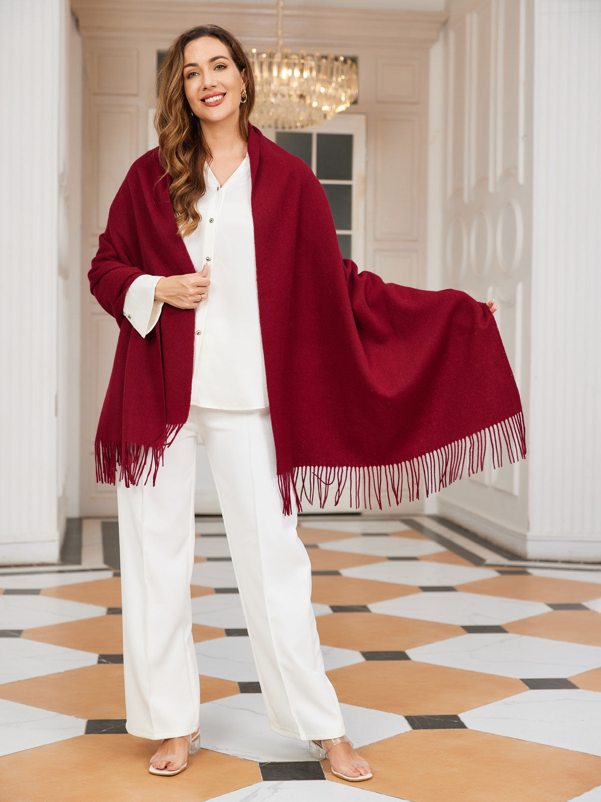 [Wine] SilkSilky-UK Wool Scarf 002