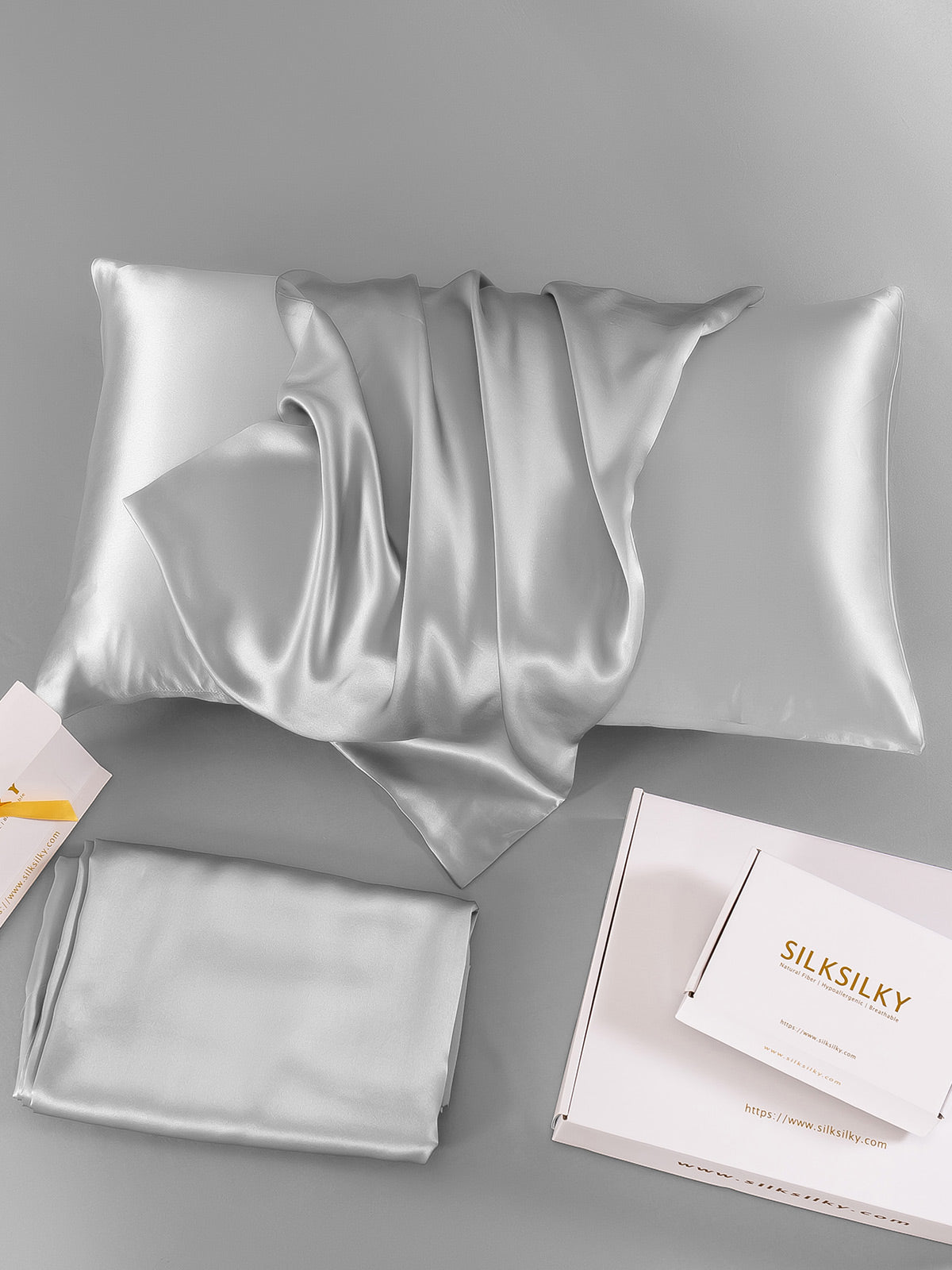 SilkSilky UK 22Momme Pure Silk Pillowcase Silver 006