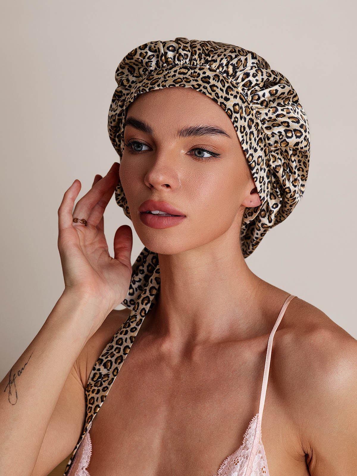 [Leopard] SilkSilky-UK Pure Silk Sleep Cap 002
