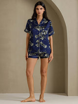 [Navy Lion] SilkSilky-UK Short Sleeve Notch Collar Women's Pyjamas 007