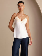 [White] SilkSilky-UK Spaghetti Strap V Neck Camisole 003