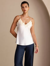 [White] SilkSilky-UK Spaghetti Strap V Neck Camisole 003