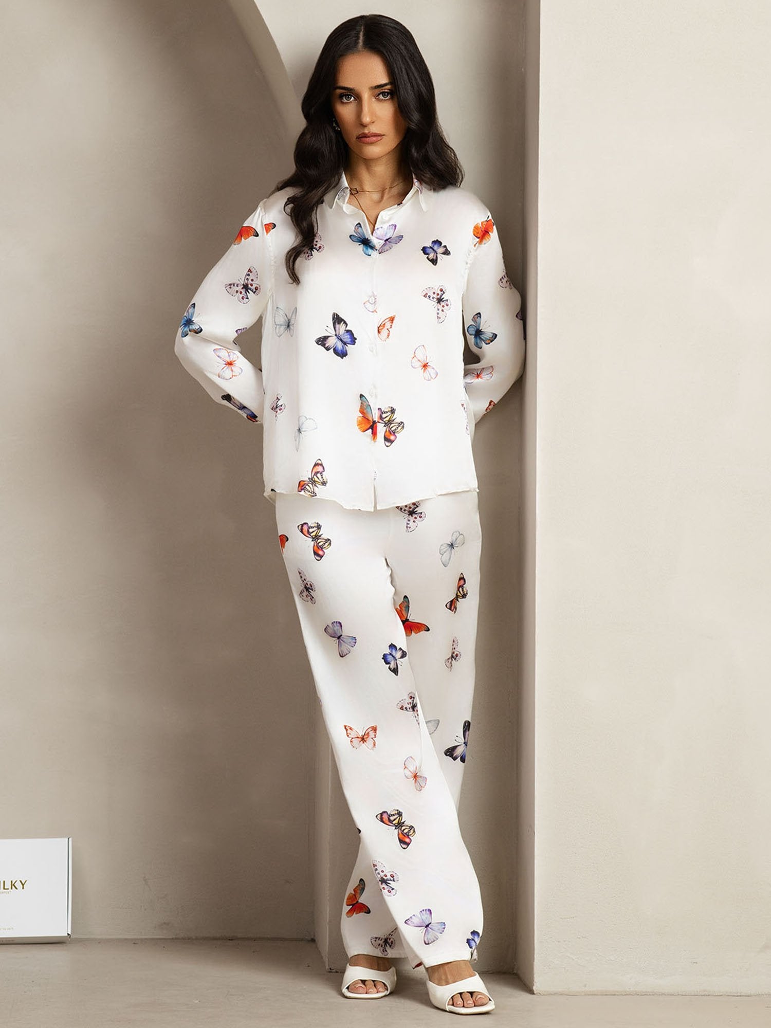 [WhiteButterfly] SilkSilky-UK 19Momme Silk Collar Women''s Outfit Sets 003