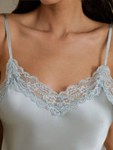 [Grayish Blue] SilkSilky-UK Spaghetti Strap V Neck Camisole 004