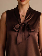 [Bitter Chocolate] SilkSilky-UK Sleeveless Tie Neck Camisole 004