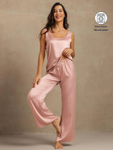[Peach Skin] SilkSilky-UK 19Momme Machine-Washable Silk Sleeveless Scoop Neck Women's Pyjamas 001
