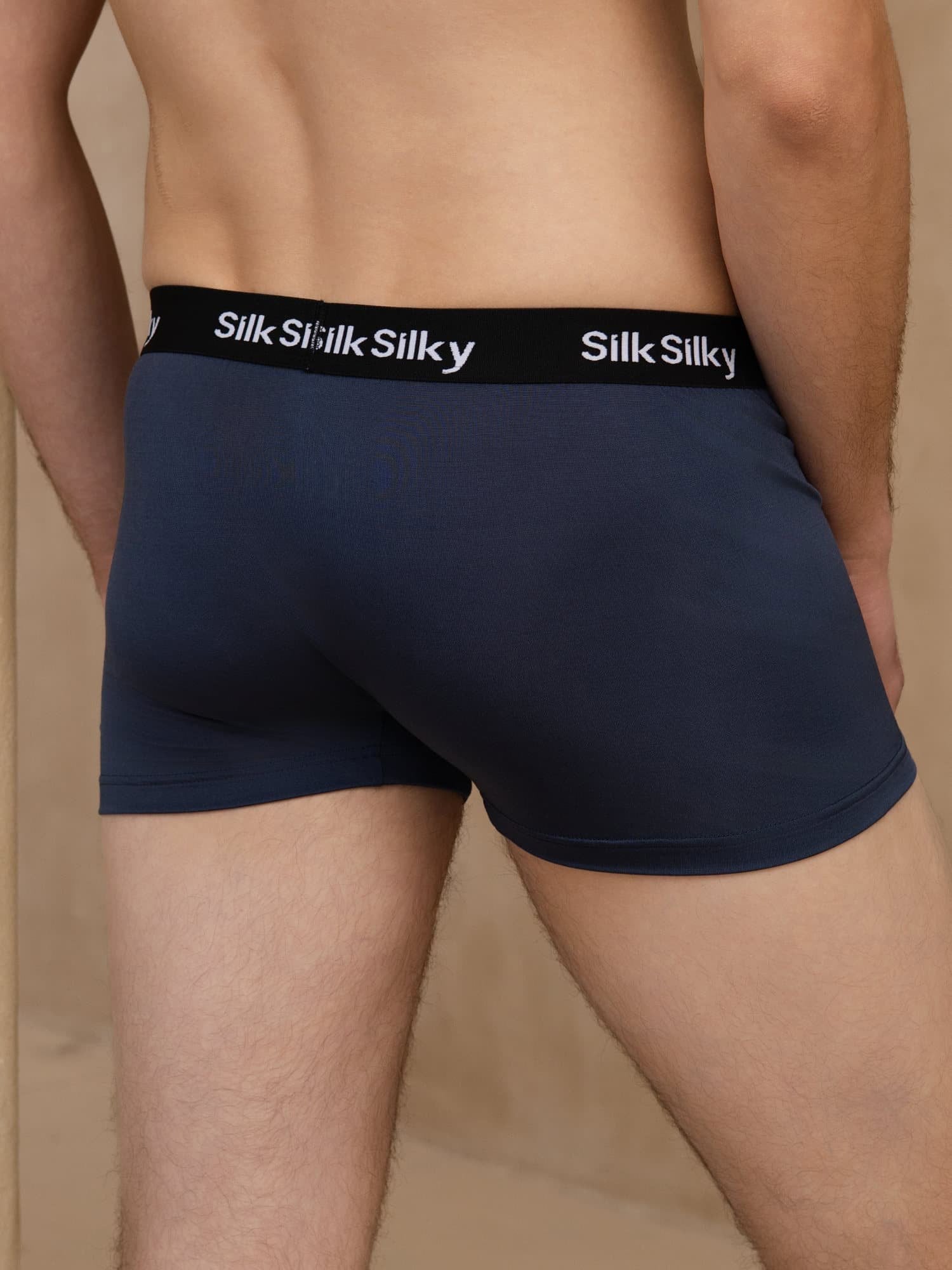 [Dark Blue] SilkSilky-UK 100% Silk Jersey Men's Underwear 002