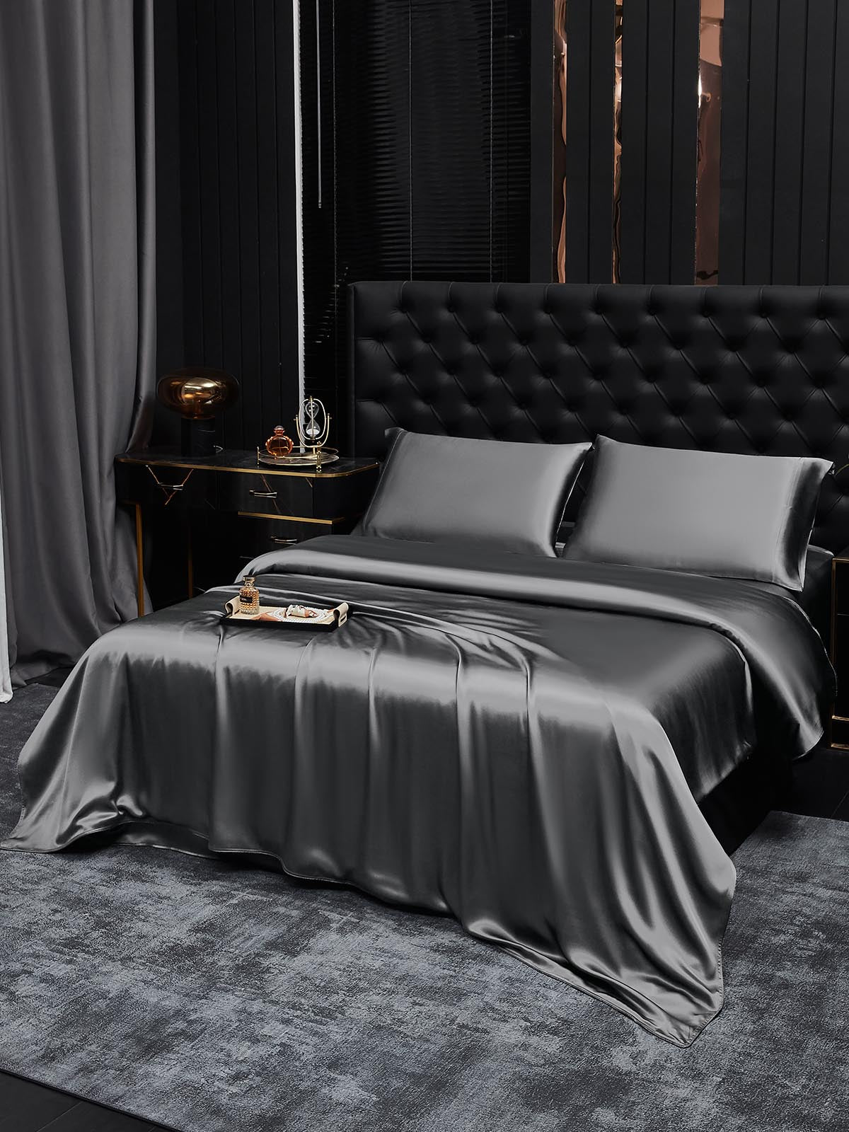 [Dark Gray] SilkSilky-UK 19Momme Pure Silk Bedding Set 001