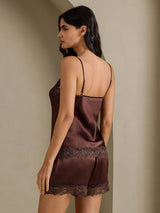 [Brown] SilkSilky-UK Spaghetti Strap V Neck Camisole Set 002