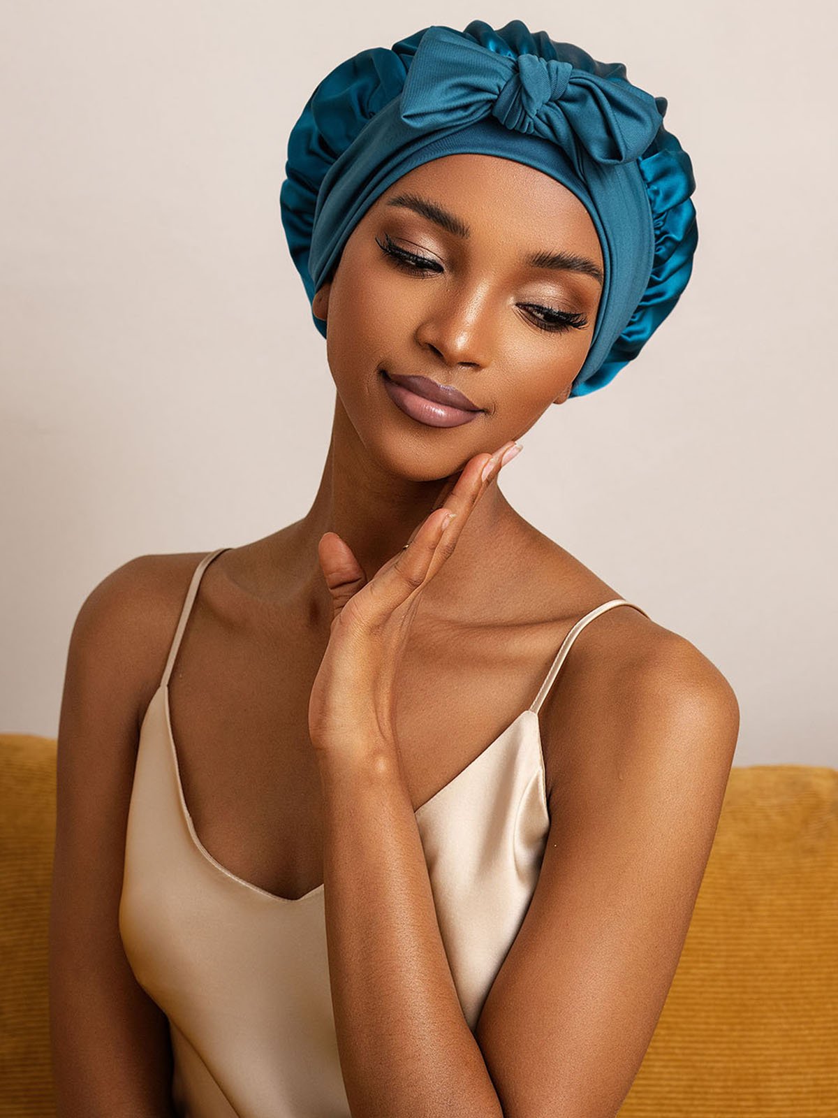 [Teal] SilkSilky-UK Pure Silk Sleep Cap 005