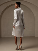 [Silver] SilkSilky-UK 19Momme Long Sleeve V Neck Dress 002