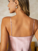 [Pink] SilkSilky-UK Spaghetti Strap V Neck Nightdress 004