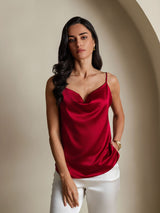 [Wine] SilkSilky-UK Spaghetti Strap Cowl Neck Camisole 004
