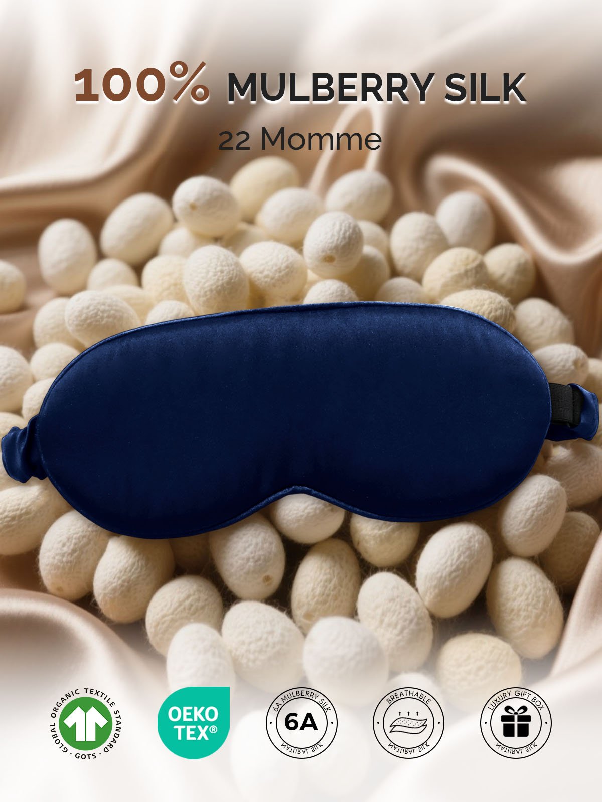 [Dark Blue] SilkSilky-UK 22Momme Pure Silk Eye Mask 002