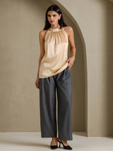 [Champagne] SilkSilky-UK Sleeveless Halter Women's T-Shirt 006