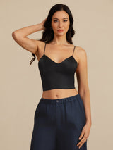 [Black] SilkSilky-UK Spaghetti Strap V Neck Camisole 005