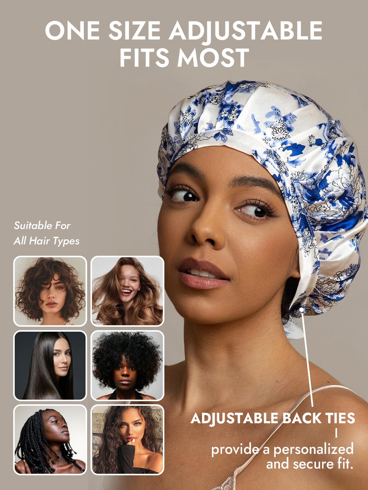 [Blue and White Porcelain] SilkSilky-UK Pure Silk Sleep Cap 005