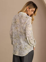 [Sage Blossom] SilkSilky-UK Long Sleeve Lapel Collar Blouse 002