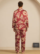 [Wine Dragon] SilkSilky-UK Long Sleeve Lapel Collar Men's Pyjamas 002