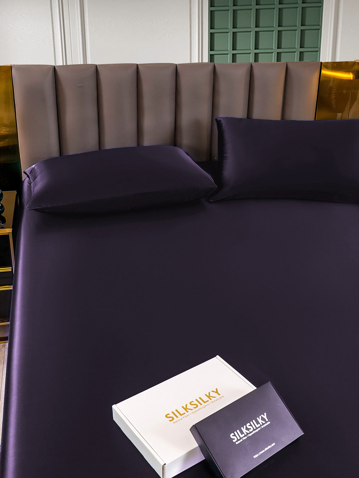 [Deep Purple] SilkSilky-UK 22Momme Pure Silk Bedding Set 005,