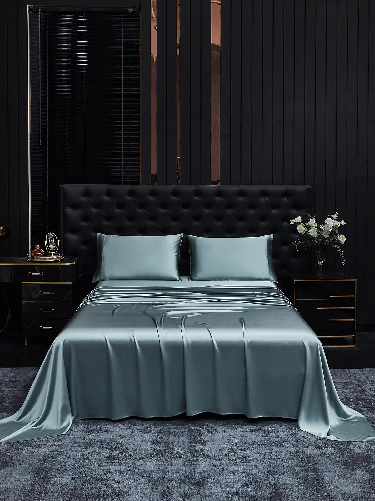 [Grayish Blue] SilkSilky-UK 19Momme Pure Silk Bedding Set 002