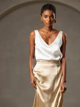 [White] SilkSilky-UK Sleeveless V Neck Camisole 004