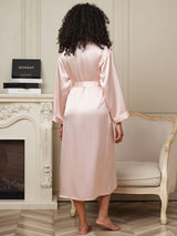 [Pink] SilkSilky-UK Long Sleeve Women's Dressing Gown 002