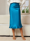 SilkSilky-UK 19Momme Pure Silk Skirt Teal 002