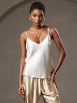 [Beige] SilkSilky-UK Spaghetti Strap V Neck Camisole 001