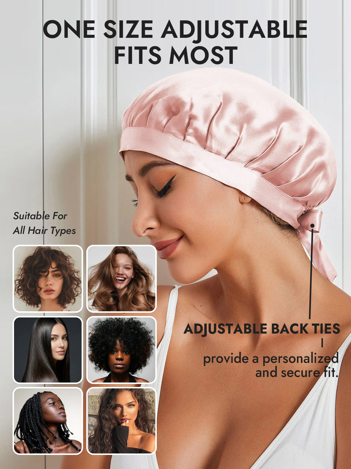 [Pink] SilkSilky-UK Pure Silk Sleep Cap 005