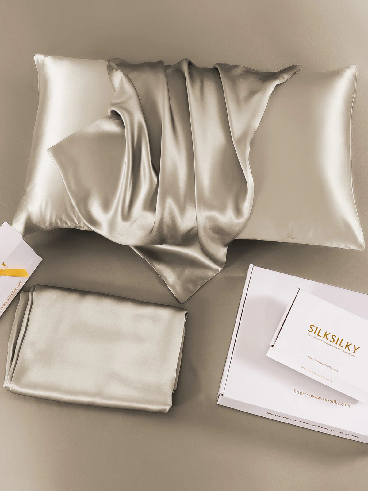 [Khaki] SilkSilky-UK 19Momme Pure Silk Pillowcase 004