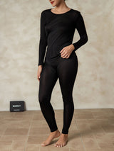 [Black] SilkSilky-UK Long Sleeve Round Neck Women's Long Johns 004