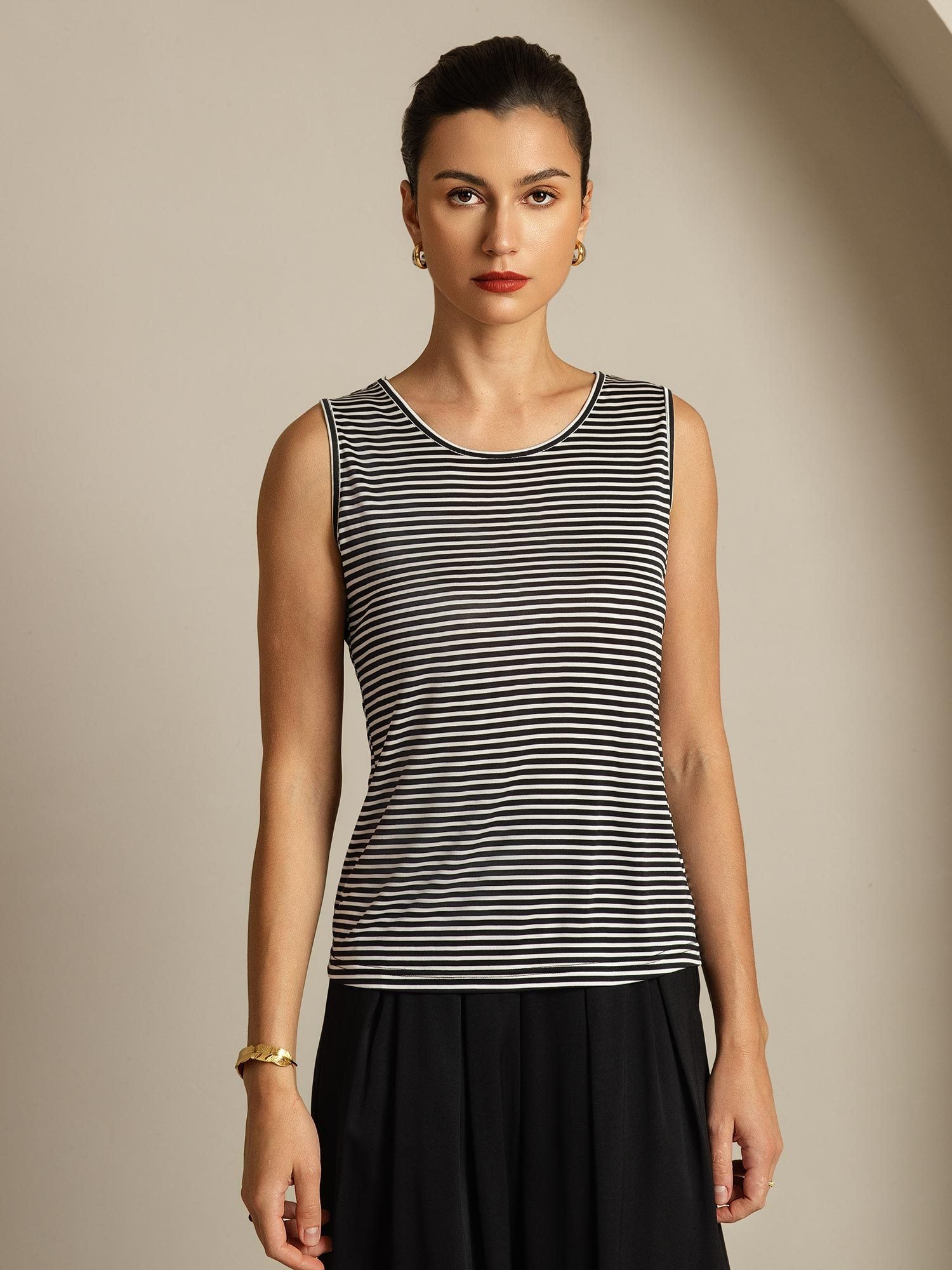 [WhiteStripe] SilkSilky-UK Pure Silk Crew Camisole 001
