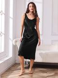 SilkSilky UK Pure Silk Sleeveless Boat Neck Dress Black 003