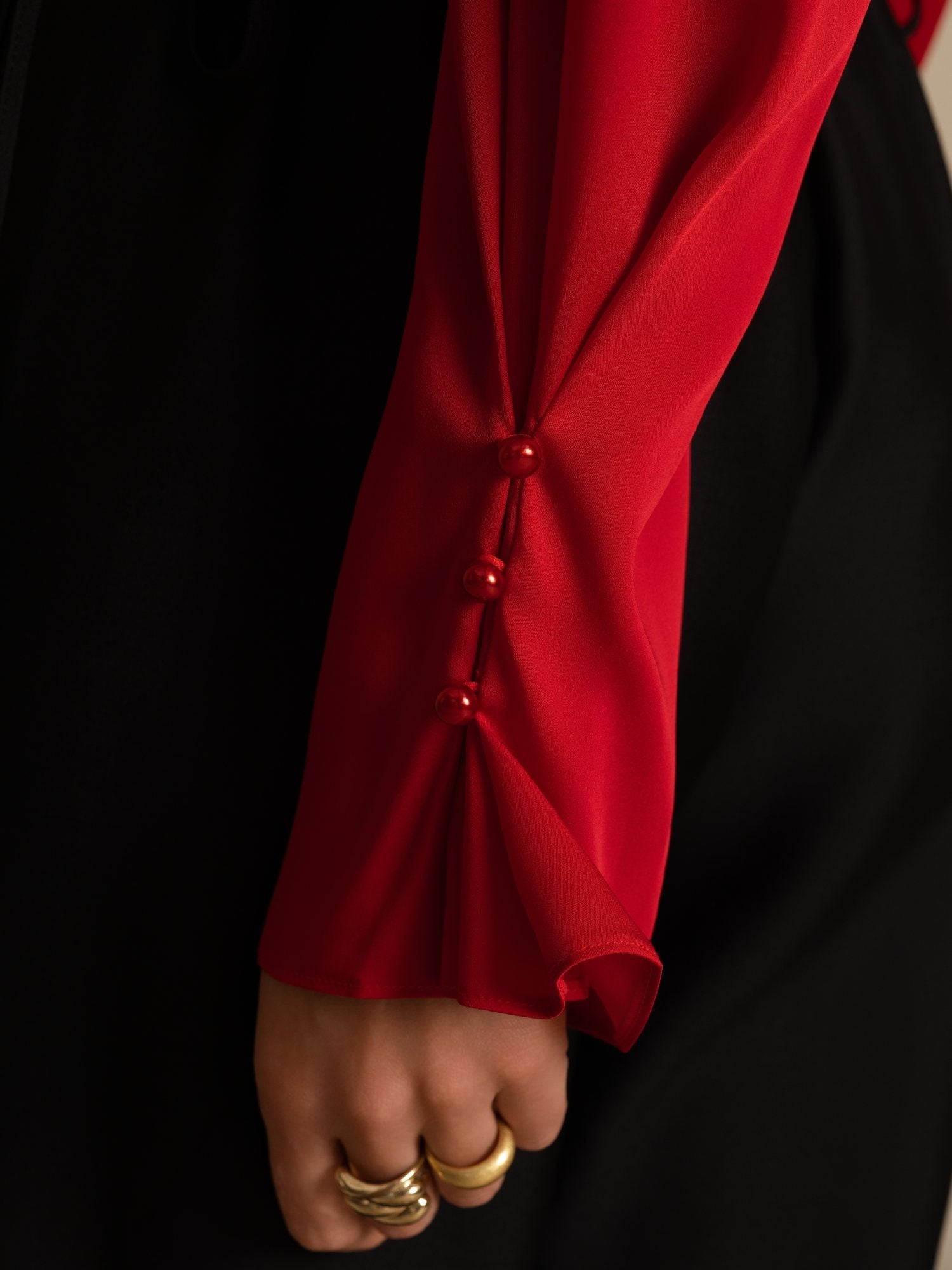 [Wine] SilkSilky-UK 19Momme Stretch Silk Double Georgette Long Sleeve V Neck Blouse 007