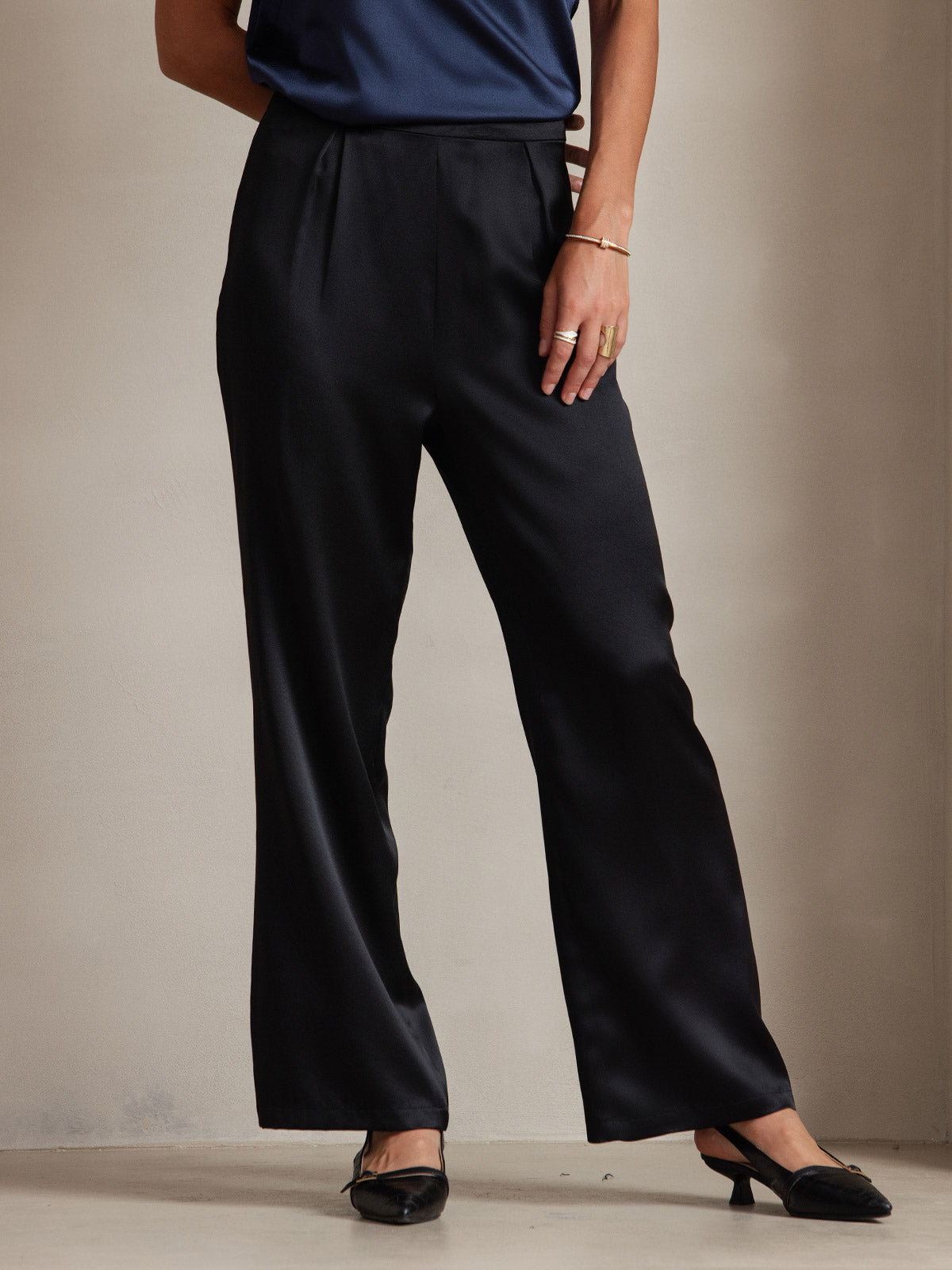 SilkSilky UK 19Momme Silk Womens Pants Black 001