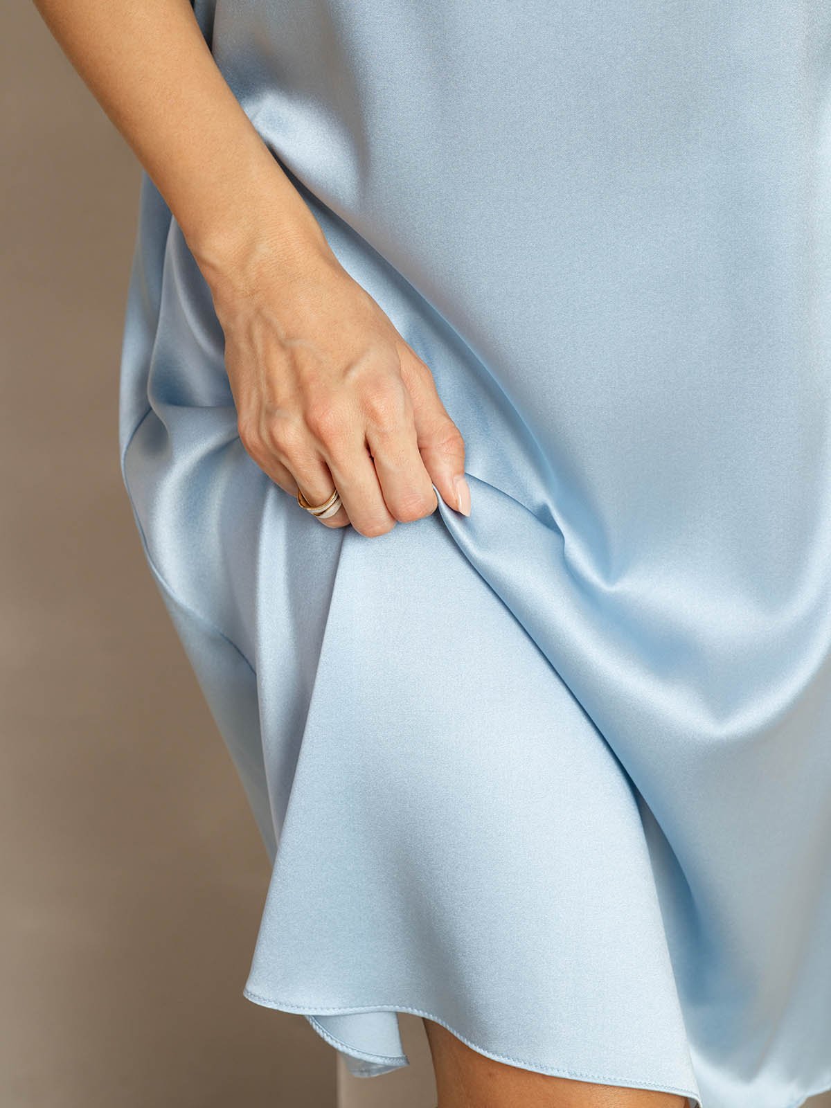 [Grayish Blue] SilkSilky-UK 19Momme Silk Square Neck Dress 007
