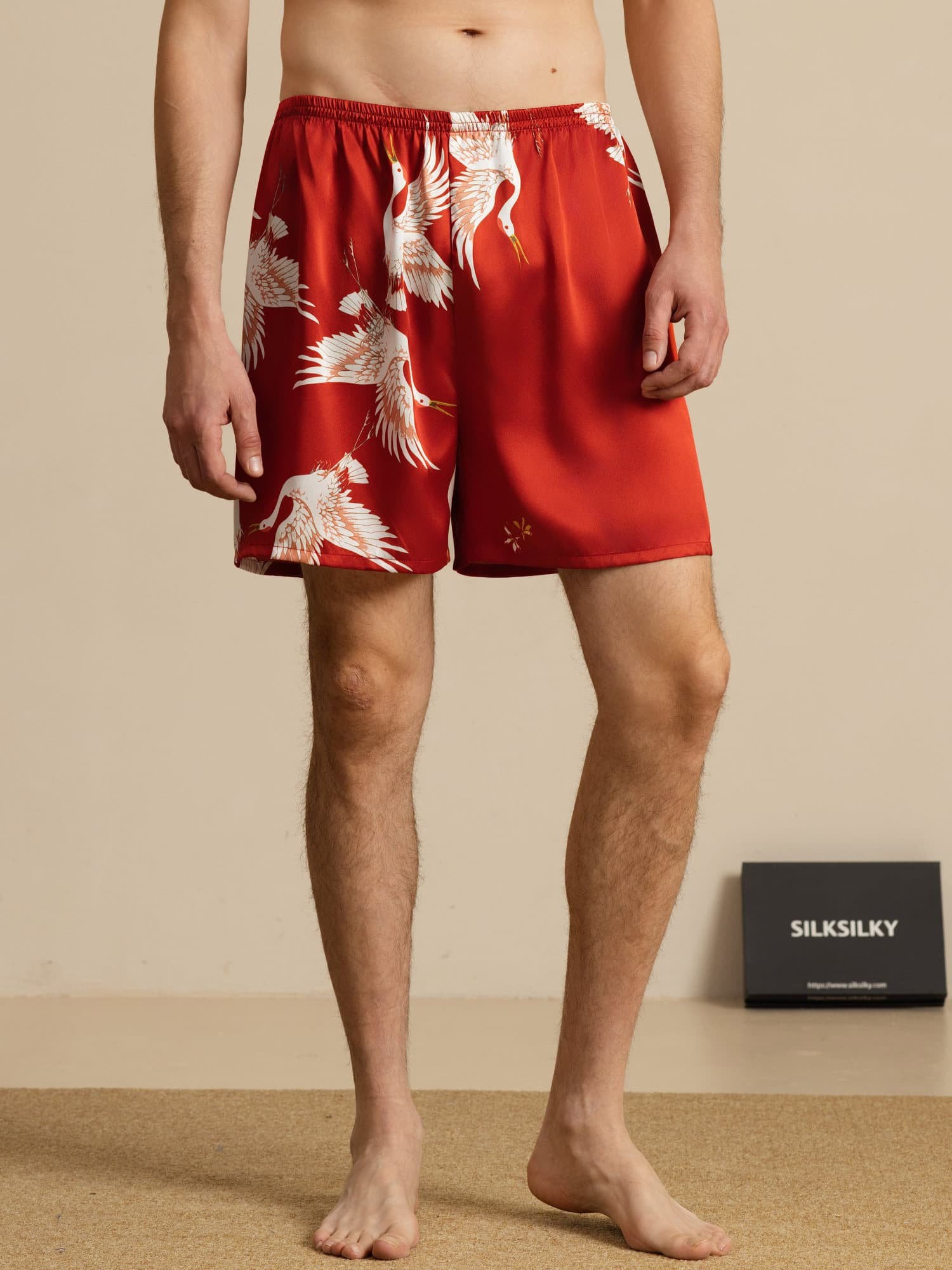 [Wine] SilkSilky-UK 19Momme Mens Sleep Bottoms 001