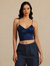 [Dark Blue] SilkSilky-UK Spaghetti Strap V Neck Camisole 003