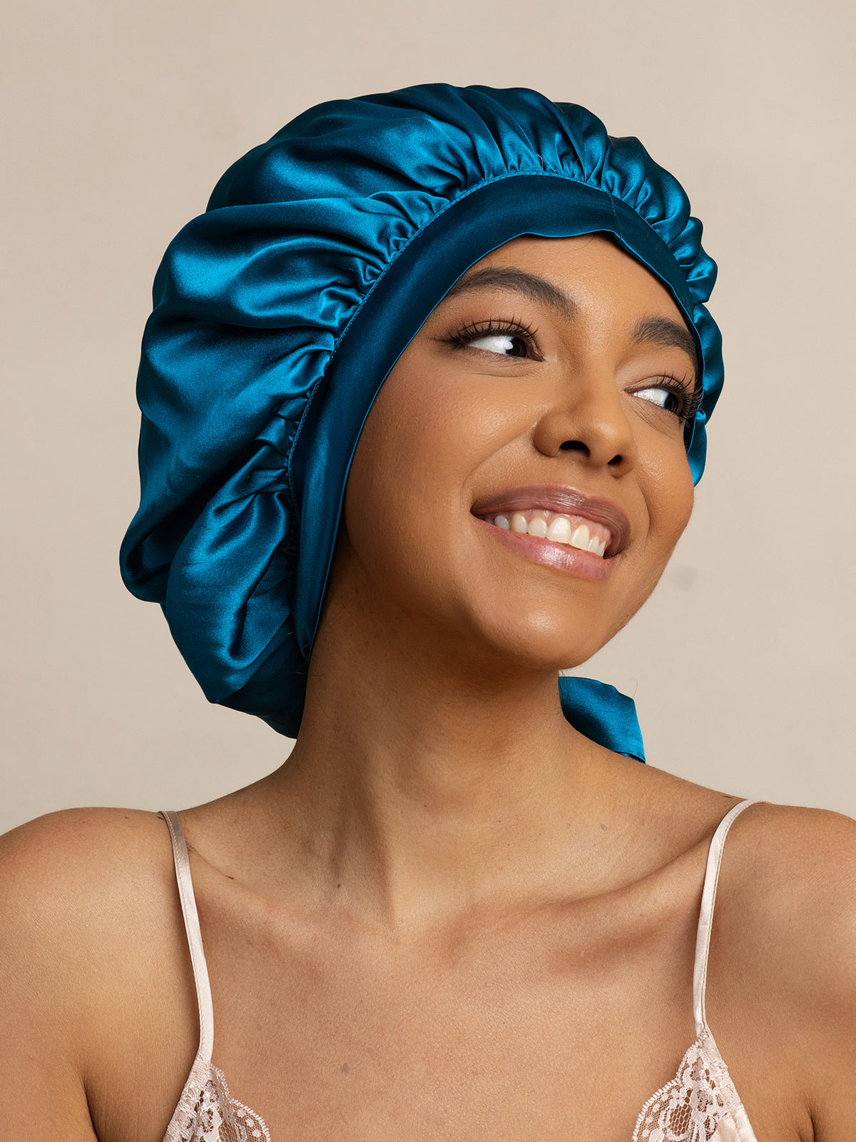 SilkSilky-UK Pure Silk Sleep Cap Teal 004