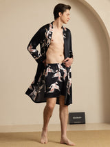 [Black] SilkSilky-UK 19Momme Long Sleeve Mens Pajamas 001
