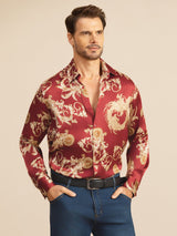 [Wine Dragon] SilkSilky-UK Long Sleeve Lapel Collar Men's Shirt 003
