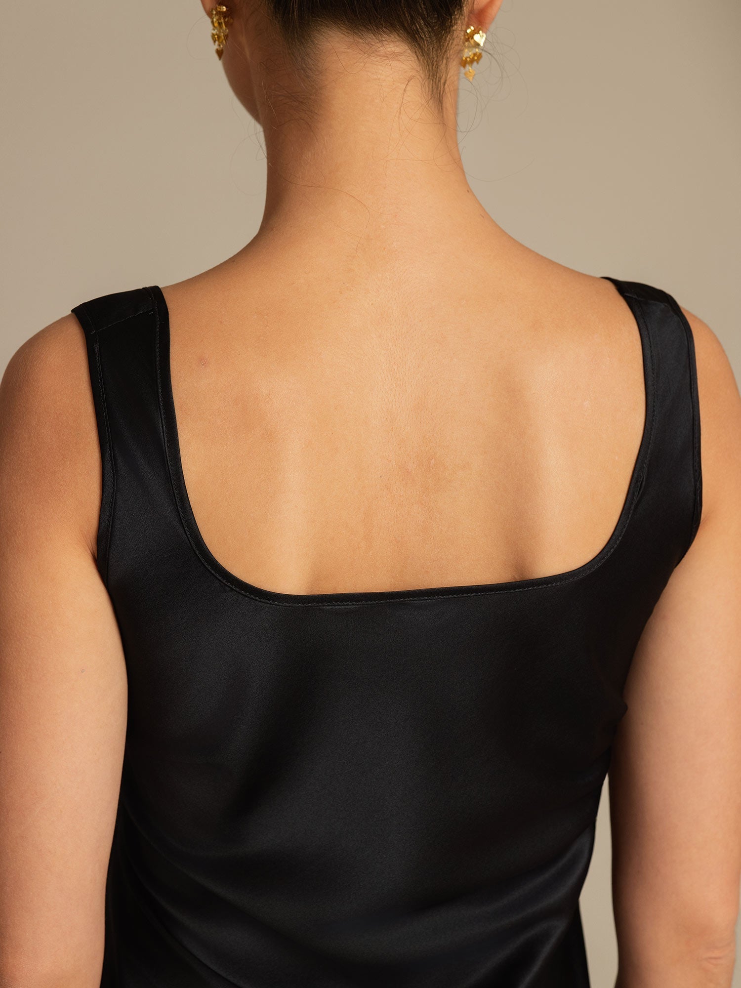 [Black] SilkSilky-UK 19Momme Silk U Neck Camisole 007,