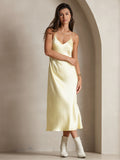 SilkSilky-UK Pure Silk Sleeveless Round Neck Dress Yellow 003