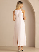 [Light Pink] SilkSilky-UK Sleeveless Crew Neck Dress 002