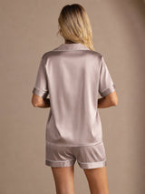 [Shadow Gray] SilkSilky-UK Short Sleeve Lapel Collar Women's Pyjamas 002