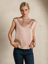 [Tuscany] SilkSilky-UK Cap Sleeve Round Neck Women's T-Shirt 006